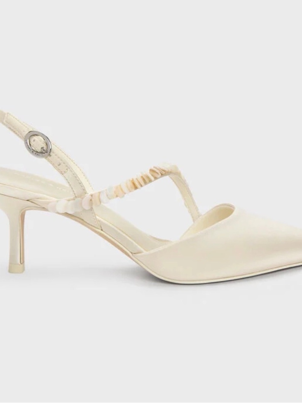 Briella Sequinned Slingback Pumps - Cream